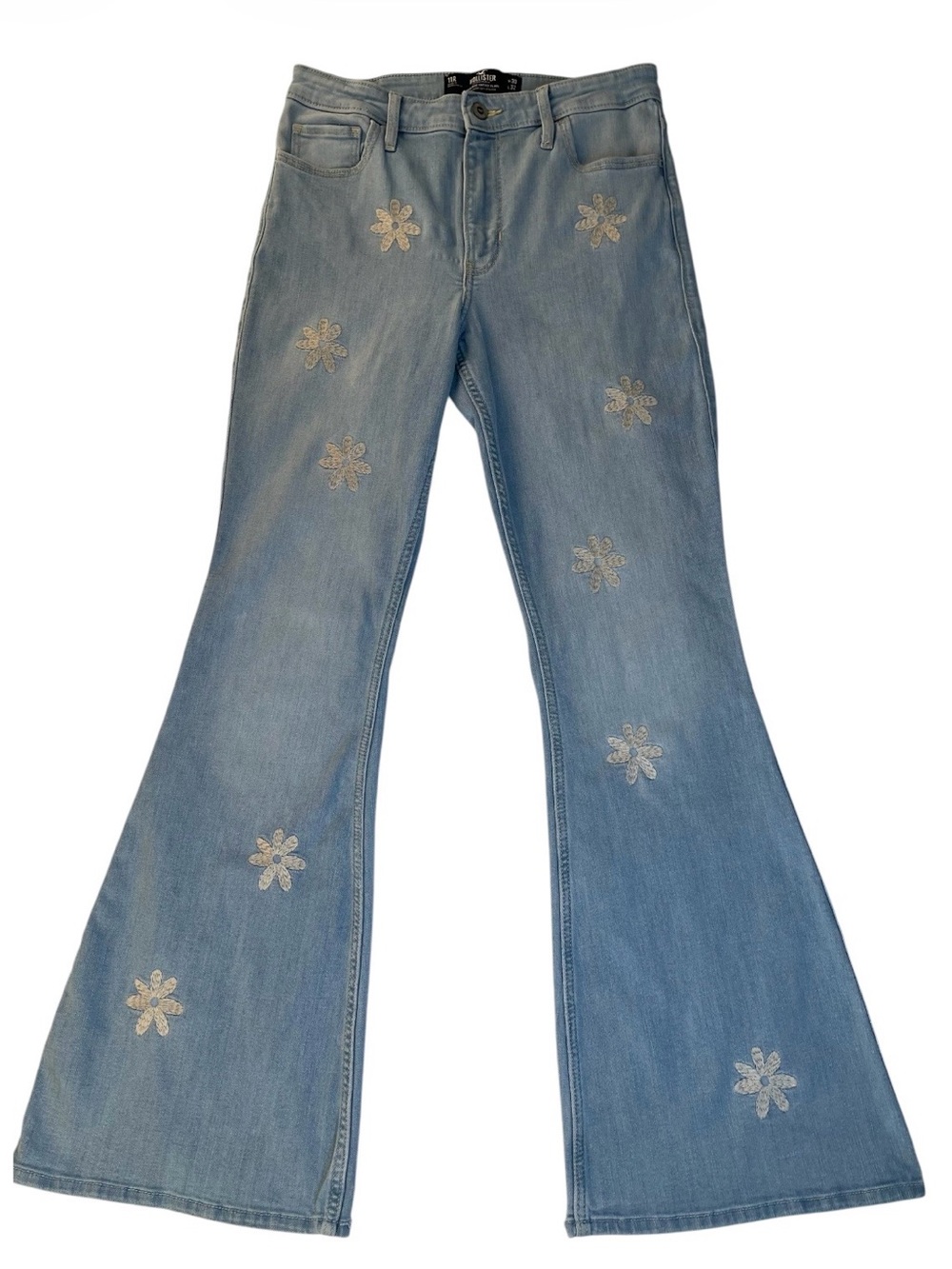 Hollister High Rise Vintage Flare Daisy Embroidered Jeans Women’s Junior Sz 11 R